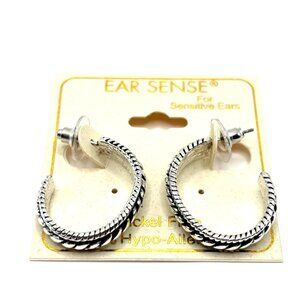 Ear Sense Silver Teardrop Hoop Earrings Nickel Free Hypoallergenic For Sensitive